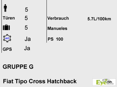 Group G Fiat Tipo Xross Hatchback DE